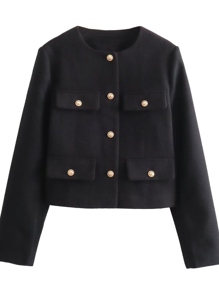 Chanel-inspired Stylish Short Dress With Button Embellishments Blazers