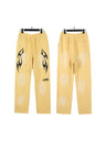 Washing Water Old Printed Zipper Hood Sweatshirt Trousers Set