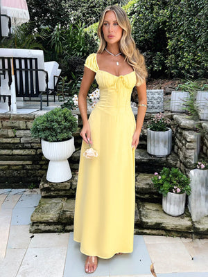 Liber Summer Women's Bandage Solid Color Maxi Dresses