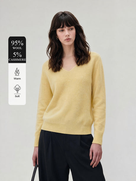 Wool V Long-sleeved Knitted Pullover Sweater