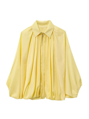 Batwing Sleeve Puff Sleeve Loose Casual Long Sleeve Zipper Suit Shirt Jacket