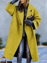 Temperament Commuting Beltless Lapel Loose Style Buttons Mid-length Coats