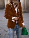 Slim Velvet Buttons Patch Pocket Blazer