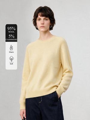 95% Wool & Cashmere Relaxed Crew-Neck Sweater