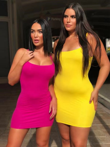 Liber Spring Women's Solid Color Mini&Short Dresses