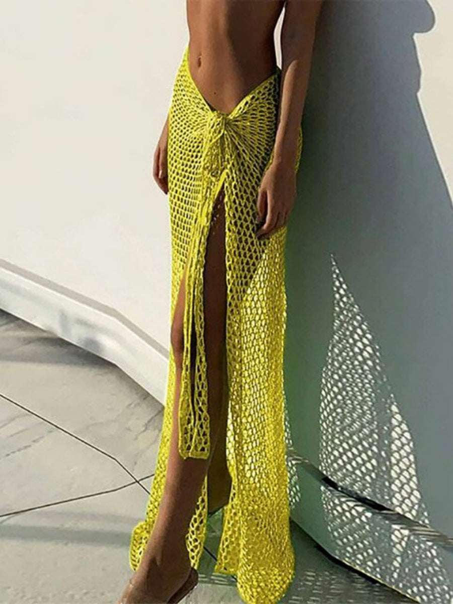 Liber Autumn women's woolen cardigan hollow tie skirt