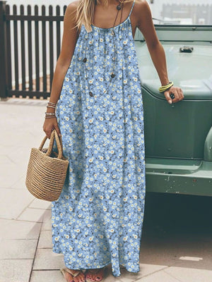 Vacation Halter-neck Backless Loose Long Dress