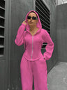 Sports And Leisure Zipper Hooded 2-piece Sets