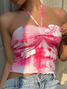 Liber Summer Women's Off-shoulder Tie-dye Suspenders