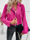 Short Lapel Zipper Deerskin Jackets
