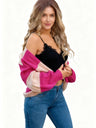 Color Blocking Striped Knitted Cardigan