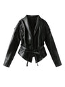 Lace-up Faux Leather Jacket