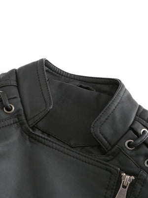 Short Slim Fit Thin Three-dimensional Decoration Leather Jacket