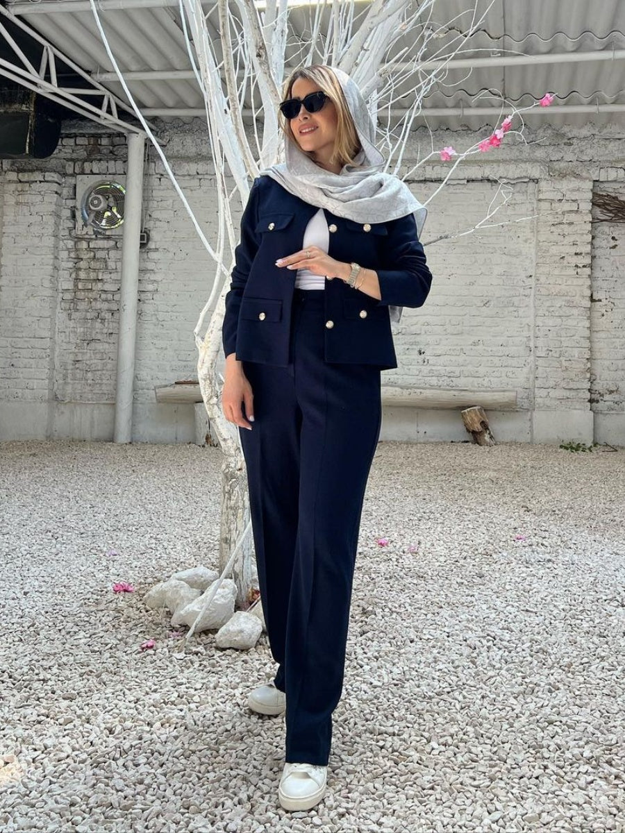 Chanel-inspired Stylish Short Dress With Button Embellishments Blazers