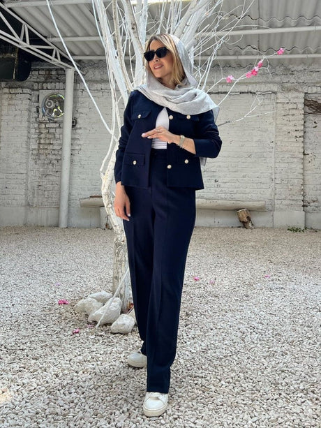 Chanel-inspired Stylish Short Dress With Button Embellishments Blazers