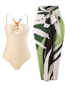 One-piece Swimsuit With Multi-colored Hollowed-out Gemstone Halter Straps, French Style.