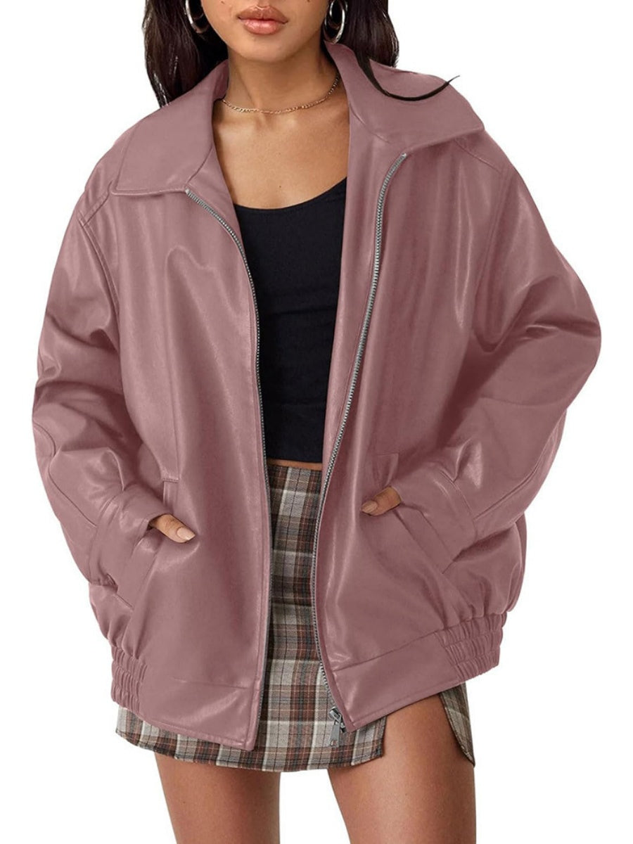 Loose Long Sleeve Leather Jacket Leather Jacket