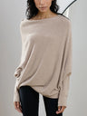 Old Knitting Pleated Sloping Shoulders Pullover T-shirt