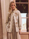 Liber Autumn Women's Floral Button Shirt Patchwork Jacket
