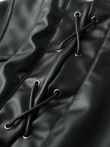 Lace-up Faux Leather Jacket