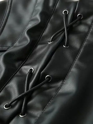 Lace-up Faux Leather Jacket