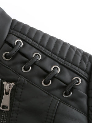 Short Slim Fit Thin Three-dimensional Decoration Leather Jacket
