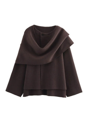 Asymmetrical Scarf Short Knit Cardigan