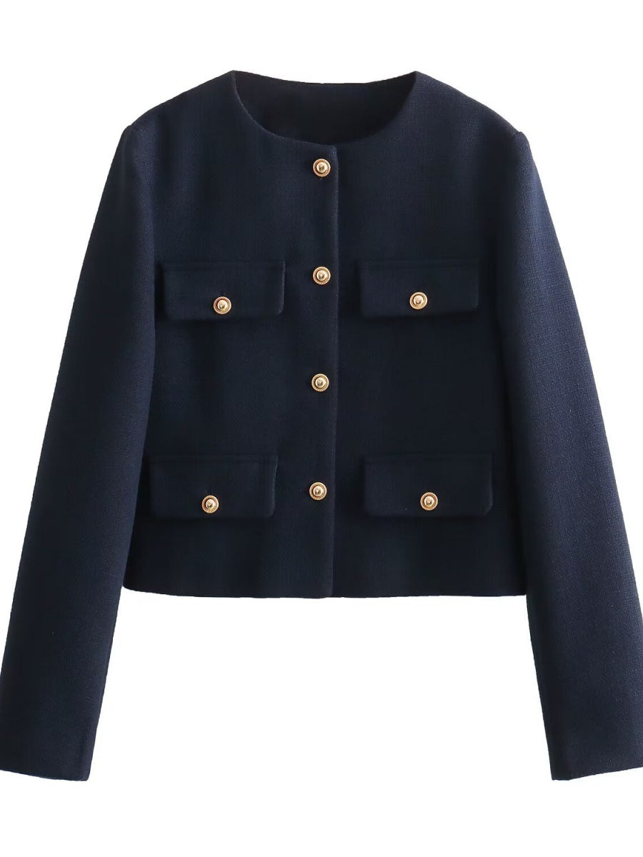 Chanel-inspired Stylish Short Dress With Button Embellishments Blazers