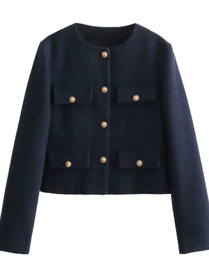 Chanel-inspired Stylish Short Dress With Button Embellishments Blazers