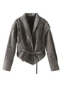 Lace-up Faux Leather Jacket