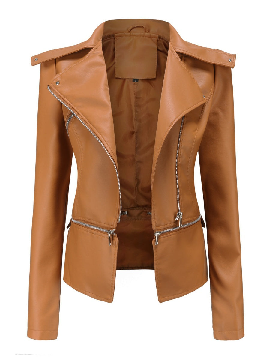 Removable Hem Zipper Leather Jacket