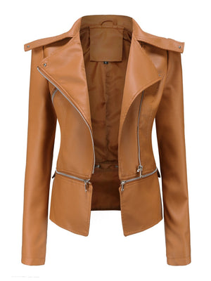 Removable Hem Zipper Leather Jacket