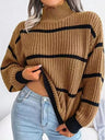 Turtleneck Loose Striped Colors Long Sleeve Sweaters