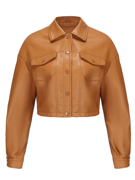 Single-breasted Pocket Lapel Short Trucker Jackets