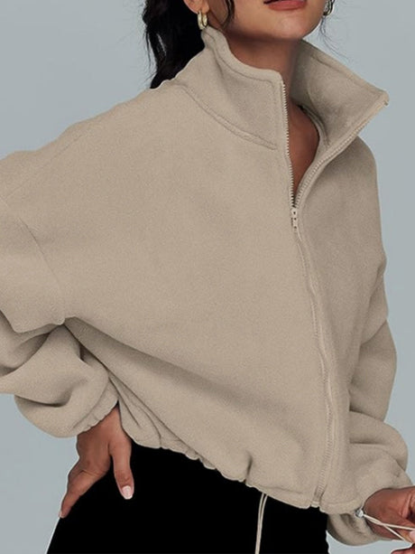 Liber Autumn Women's Zipper Solid Color Sweatshirts&Hoodies