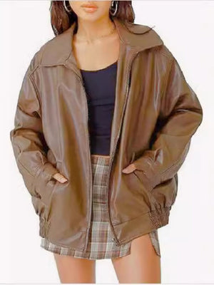 Loose Long Sleeve Leather Jacket Leather Jacket