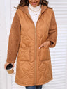 Long Cardigan Pockets Splicing Cotton Clothes Hooded Jacket