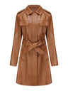 Slim Fit Mid-length Pocket With Belt Leather Jacket