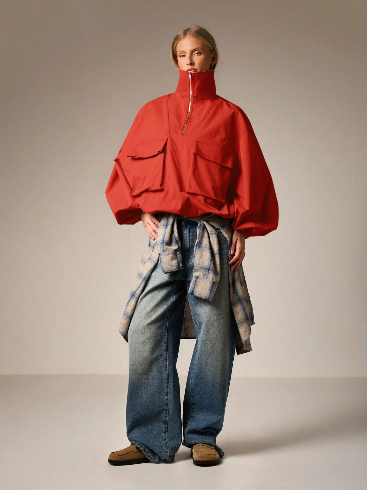 Workwear Style Long-sleeved Coat