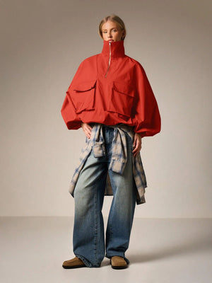 Workwear Style Long-sleeved Coat