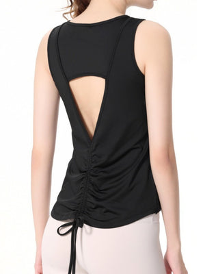 Quick-drying Cover-up Drawstring Open Back Sports Vest