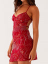 Sequin Beads Spaghetti Strap Backless Tie Sweet Mini&Short Dresses
