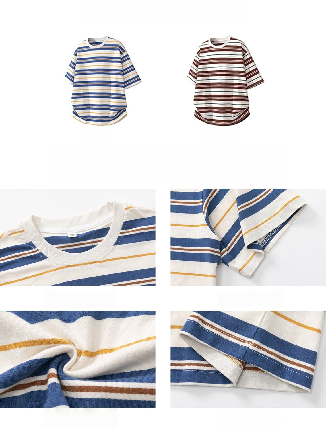 Color-blocked Stripes Loose-fit T-shirts