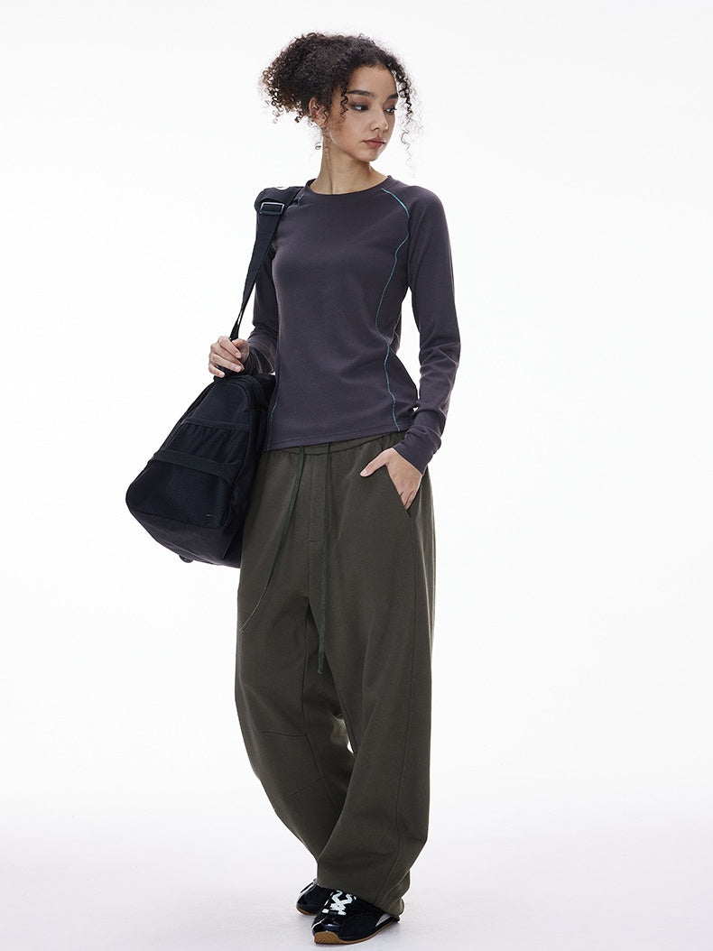 Liber Autumn Neutral wear Pocket decoration Solid Color Pants