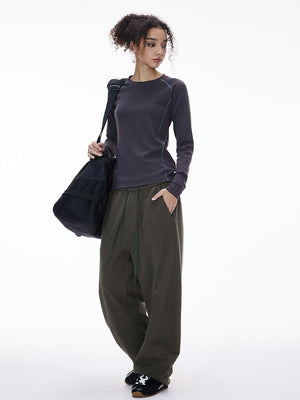 Liber Autumn Neutral wear Pocket decoration Solid Color Pants