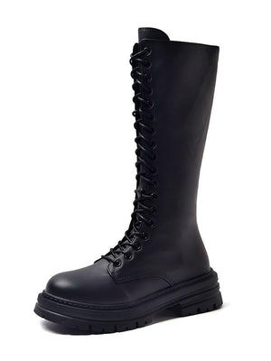 Retro Lace-up Riding Boots For Women