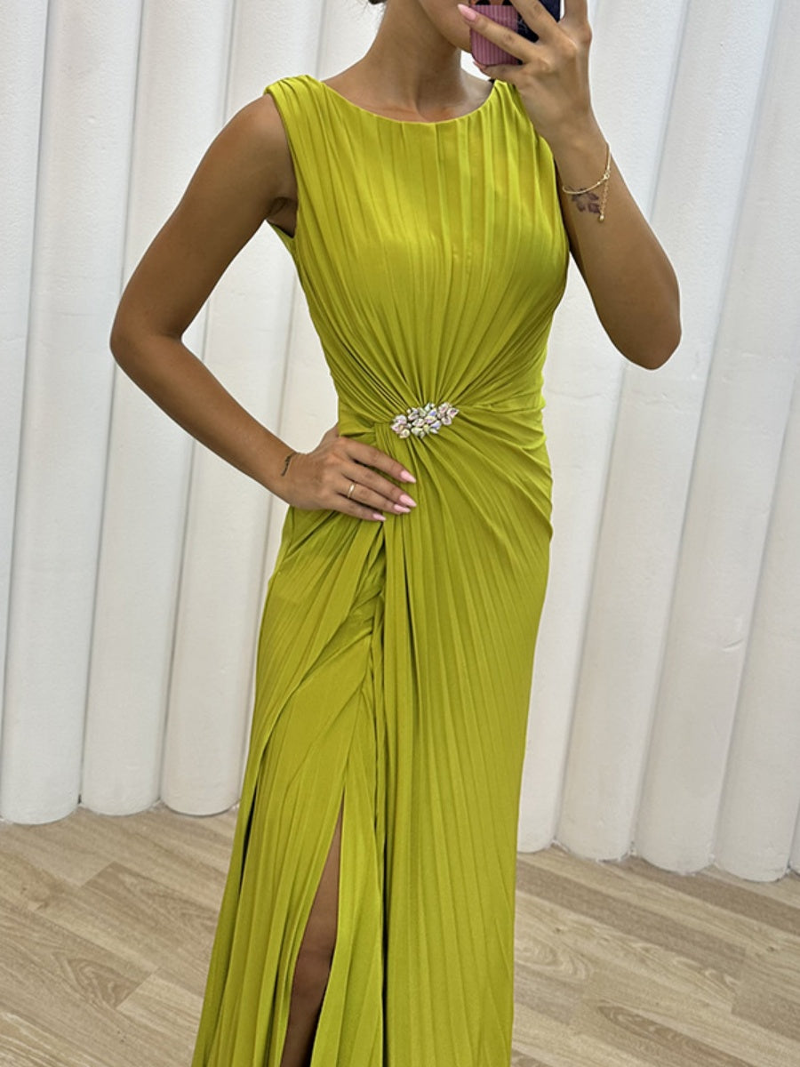 Crimp Slits Parties Maxi Dresses