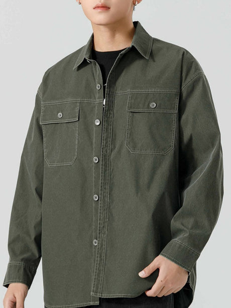 Washed Distressed Work Clothes Shirts Coat