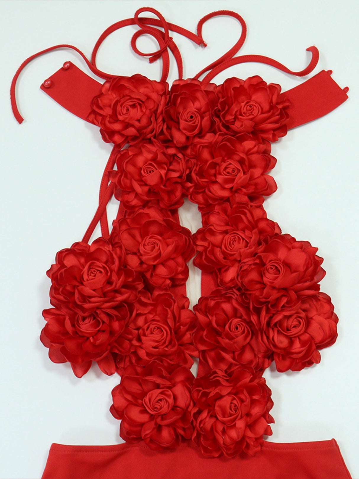 3D-Blumen-Valentinstags-Halsband-Plissee-Midikleider