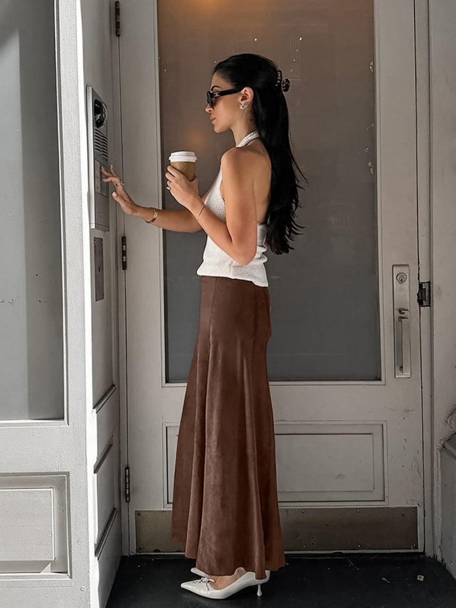 Straight zipper maxi skirt
